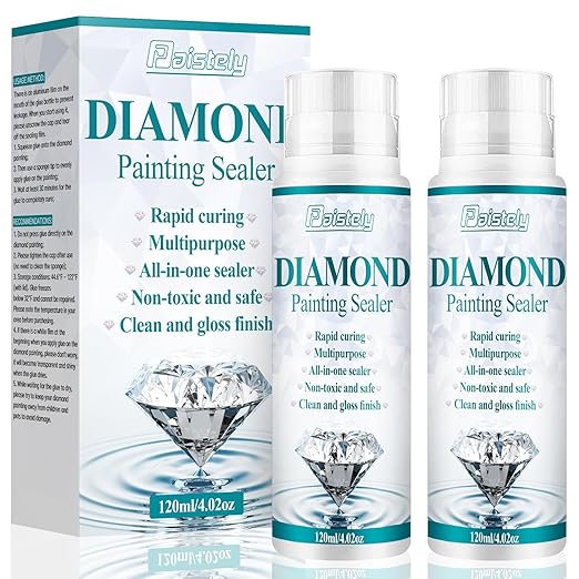Diamond Painting Sealer, Puzzle Glue Clear, Diamond Painting Accessories with Permanent Fixation and Shining Effect, Diamond Painting Art Glue for 5D Diamond Painting, Puzzle and DIY Crafts (120ml*2)