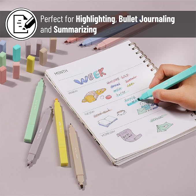 Mr. Pen- Dual Tip Aesthetic Highlighters, 8 pcs, Fine & Chisel Tips, Pastel Colors, Cute Highlighters Assorted Colors, Bible Highlighters and Pens No Bleed Highlighters for Bible Pages No Bleed