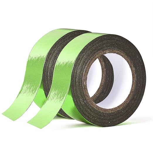 Solid Foil Washi Tape - Low Tack Self Adhesive Decorative Washi Tape Shiny Metallic Color - 3/5 Inch Wide and 66 FT Long Total, Light Green
