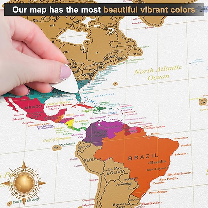 InnovativeMap Premium Scratch Off World Map Poster - Deluxe Scratch Off Map of the World with All Country Flags - Wall Art Travel Gift - Includes Accessories, 17 x 24 Inches - Black and Gold Edition