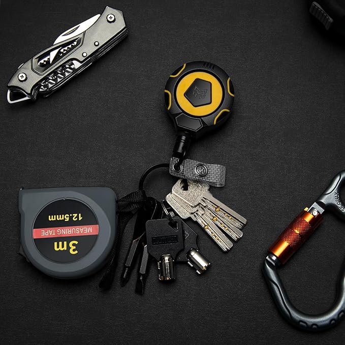 MNGARISTA Upgraded Heavy Duty Retractable Keychain with Belt Clip, 10 OZ Retraction, 31.5" Stainless Steel Cord, ID Badge Reel with Badge Strap and Key Ring, 2 Pack