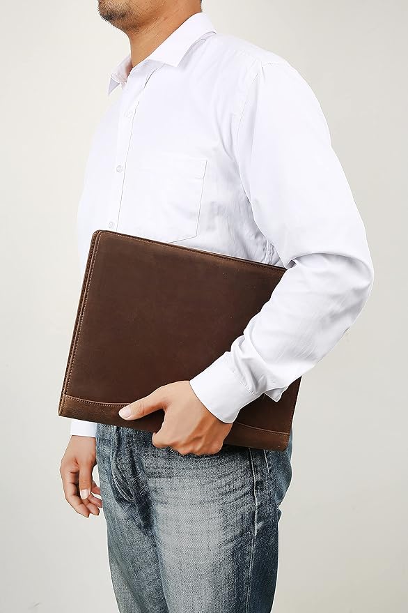 Personalized Leather Portfolio for Men, Engraved Leather Clipboard Portfolio Binder, Custom Leather Legal Pad Padfolio, Christmas Gift for His/Her (Notepad, Khaki-Standard)