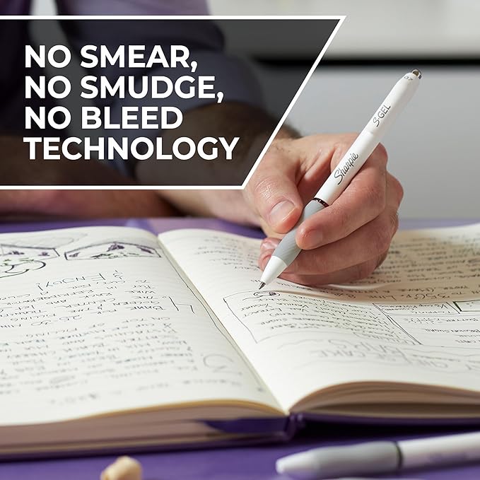 SHARPIE S-Gel Pens, Fashion Barrel Gel Pens, Pearl White Body, Medium (0.7mm) Point, Bold Jewel Color Assortment, 4 Count (Pack of 2)