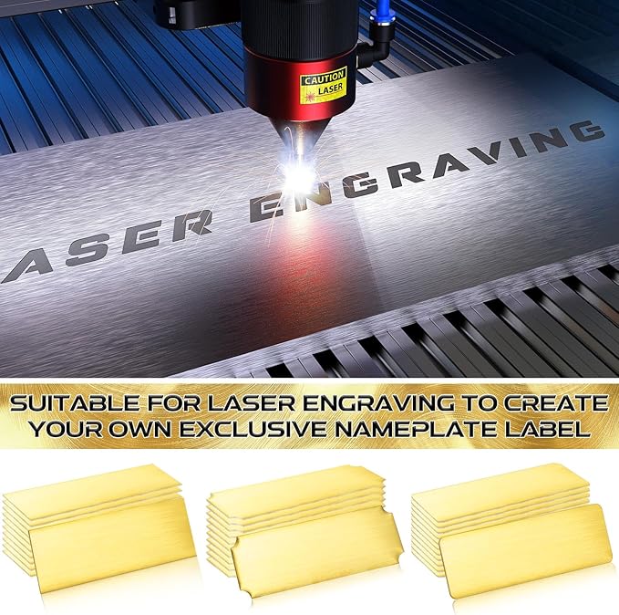 Therwen 30 Pcs Name Plates Laser Engraved Brushed Stainless Steel Plate Personalized Plaque Blank Custom Name Tag Frame Label with Adhesive Backing(Multi Shape,1''x 3'')