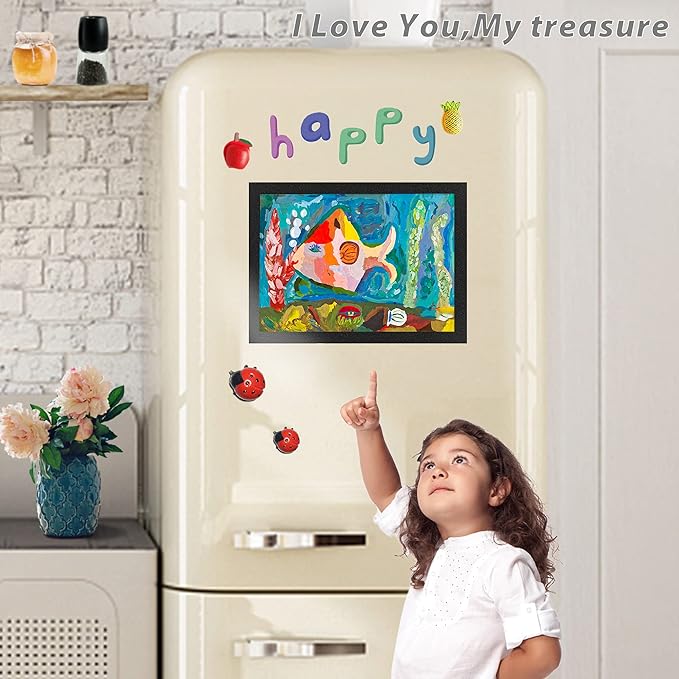 Magnetic Sign Holder, 8.5 x 11 Wall Mount Self Adhesive Document Display Frames, Double Sided Display for Glass Window (Black, 2pack)