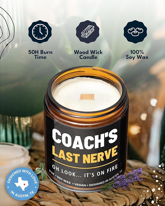 Funny Coach Candle, Coach Gifts for Women & Men, Appreciation Gifts for Coaches, Sports Themed Gift, Coach's Last Nerve, Soccer, Baseball, Volleyball, Basketball, Soccer, Hockey, Christmas, Birthday