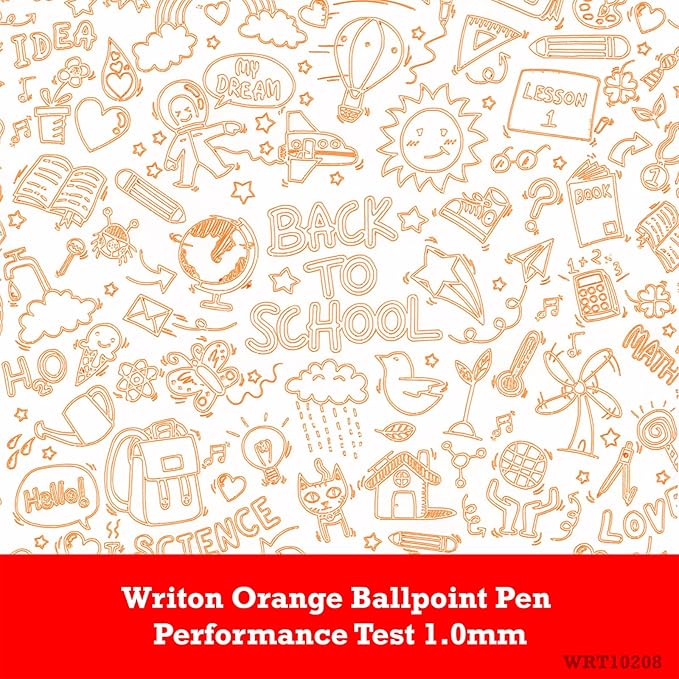 Writon Retractable Ballpoint Pens, Triangle Grip and Barrel, 1.0mm Medium Point, Orange Ink, 12 Pack