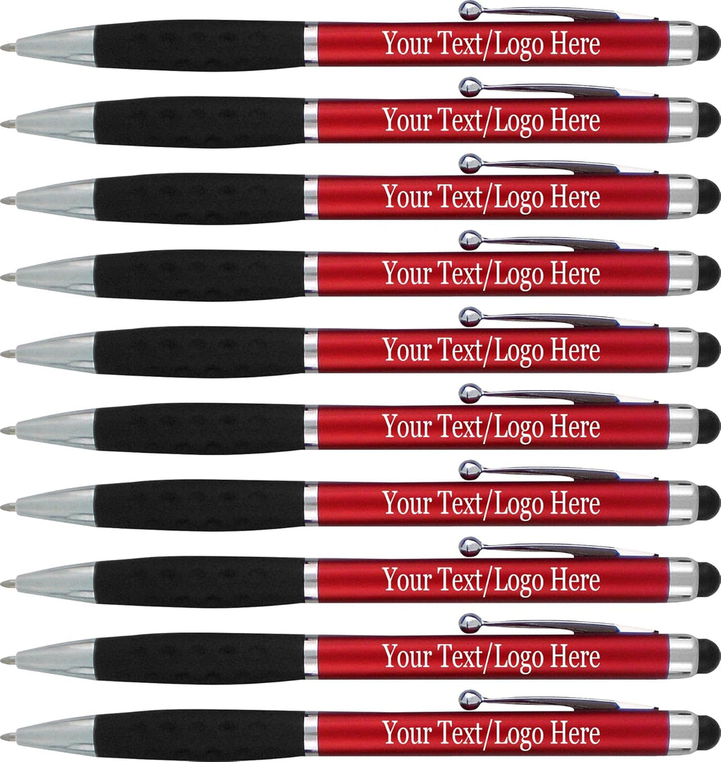 Customized Pens With your Custom Logo or Text-600 Pack Bulk-for Businesses, Parties, and Events, 2 in 1 Ballpoint Pen & Stylus Compatible with Touchscreen Devices, Red Barrel, Black Ink
