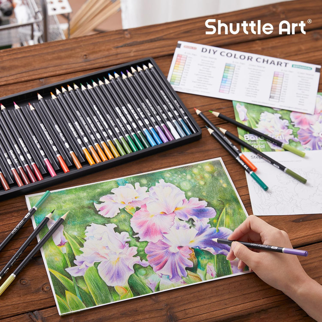 Shuttle Art 36 Colored Pencils, Botanical Themed Colored Pencils for Adult, Soft Core Color Pencils, Coloring Pencils for Adults Kids Artists Beginners Drawing Coloring Sketching