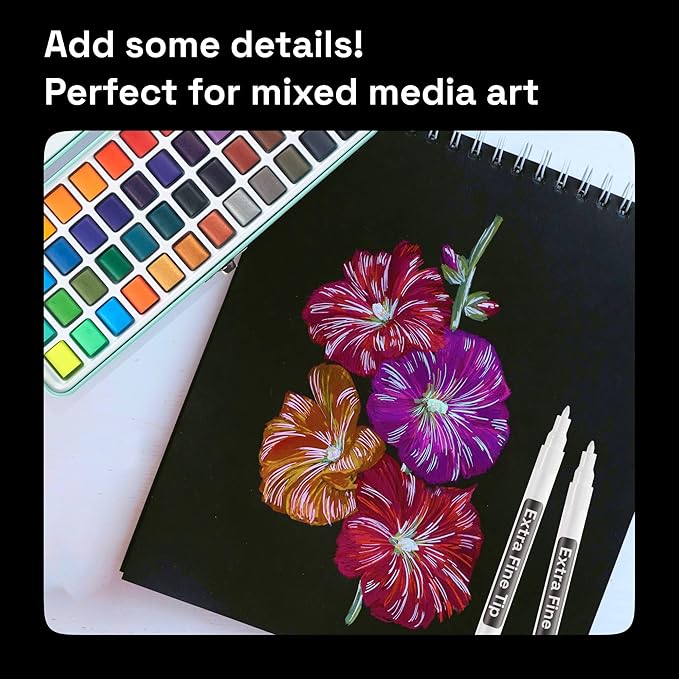 ARTISTRO 5 White Paint Pen for Rock Painting, Stone, Ceramic, Glass, Wood, Tire, Fabric, Metal, Canvas. Set of 5 Acrylic Paint White Marker Water-based Extra-fine Tip