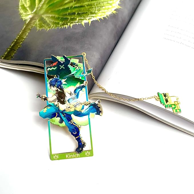 Genshin Impact Kinich Metal Bookmark - Anime Figure Merch with 3D Display Box - Birthday Gifts for Fans Friends Gamer Book Lovers - Zllada