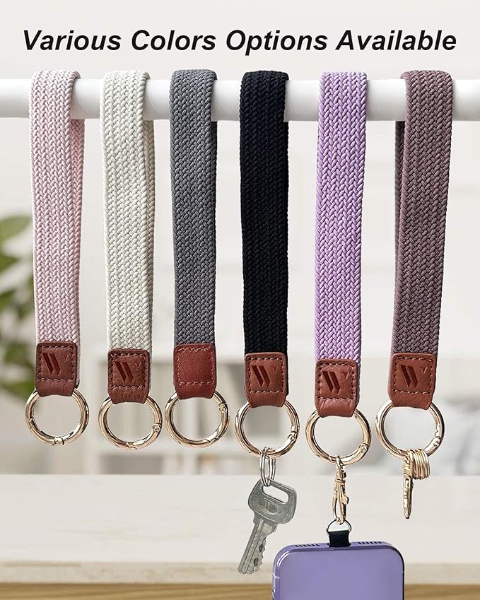 Wristlet Keychain for Women Stretchy Wrist Keychain Lanyard for Phone Case Wallet Id Card Badges (Sand Pink)
