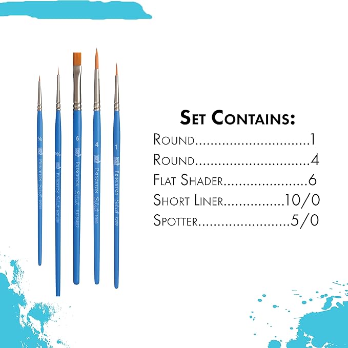 Princeton Select Artiste Paintbrush, 15-5 Brush Set, Blue
