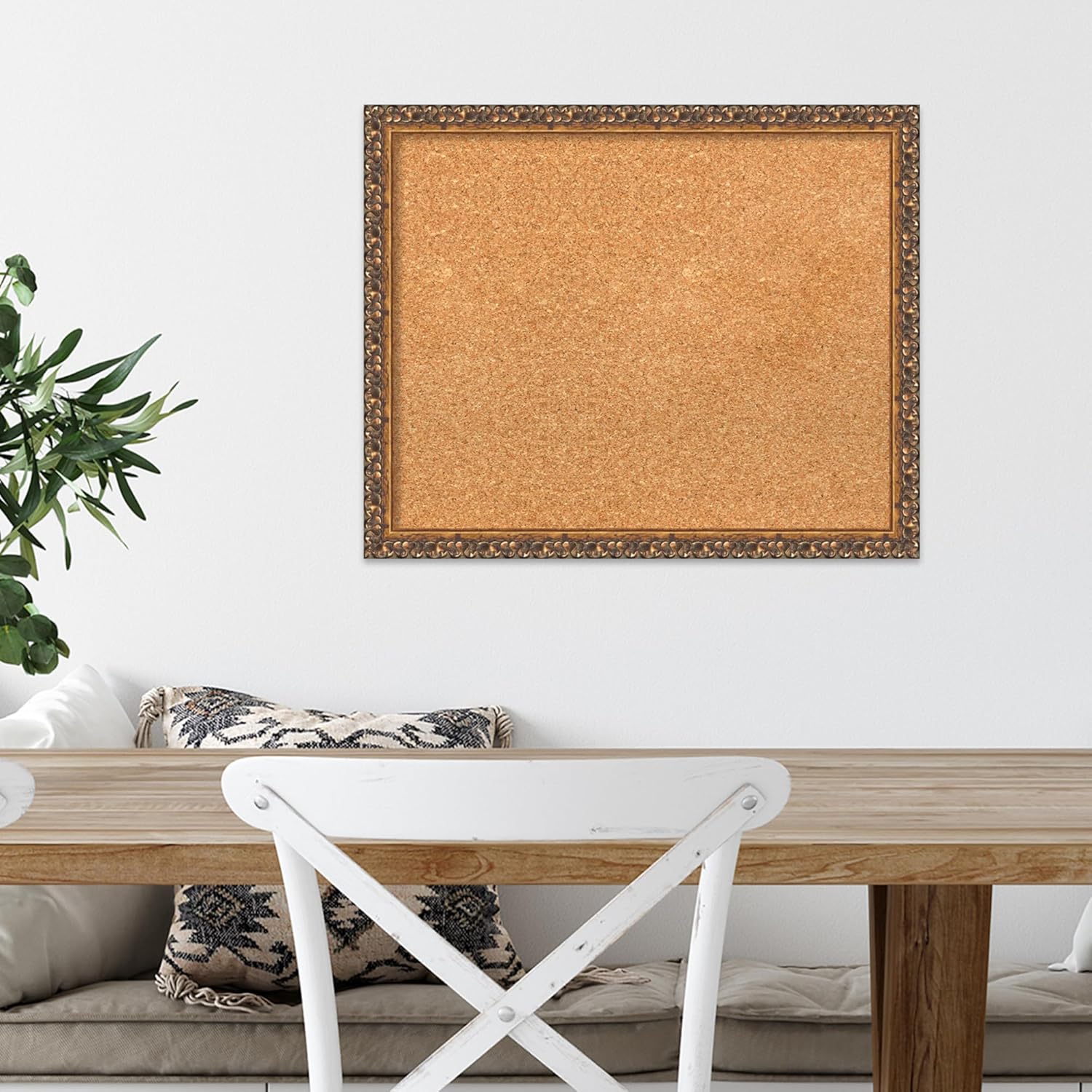 Amanti Art Natural Cork Board for Wall, 18x22 Vision Board with Bronze Frame, Small Corkboard Office Decor for Home Organization, Traditional Corkboard Pinboard to Display Items for Home Organization