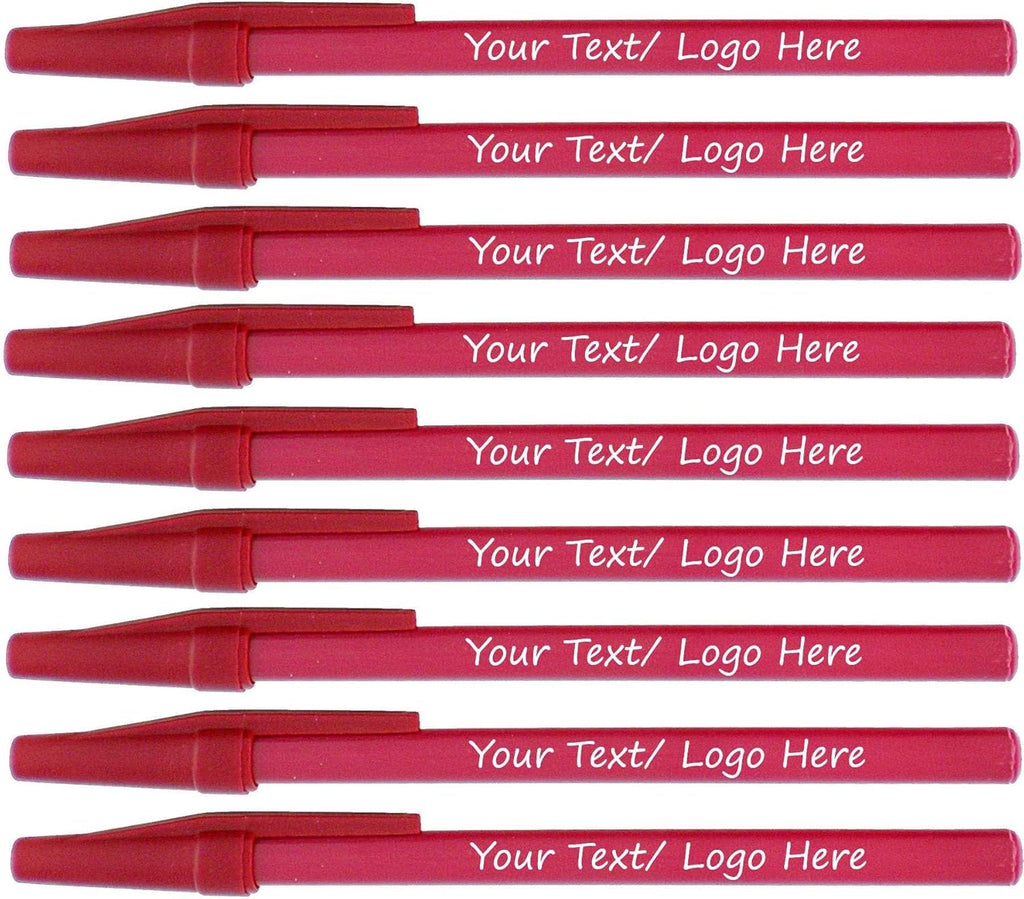 Personalized Stick Pens With your Custom Logo or Text-500 Pack Bulk-for Businesses, Parties, and Events, Custom Printed Slim Ballpoint Pens Colored with Cap, Burgundy, Black Ink