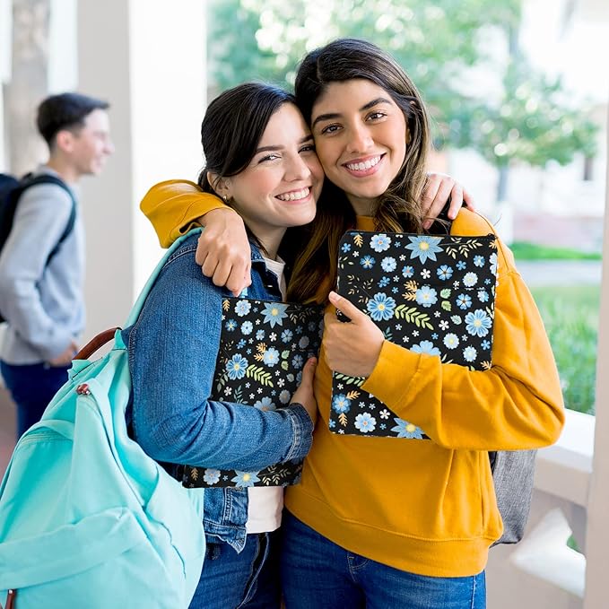 Book Sleeve Book Covers Book Protector Floral Printed with Zipper Washable Fabric for Teen Adult Book Lover Teacher Student(Medium,11 X 8.7 Inch)