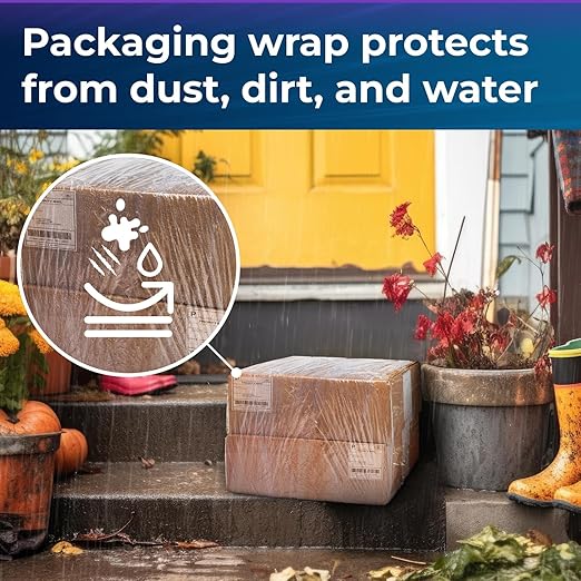 IDL Packaging 5" x 1000' Stretch Wrap Mini Roll of 80 Gauge (6 Rolls) with Plastic Handle - Extra Sticky Clear Plastic Wrap Film - Great for Moving and Office Needs - Self-Adhesive Wrap Packaging