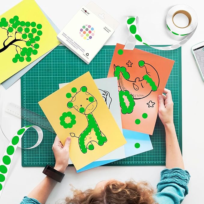 PARLAIM 3/4 Inch Round Permanent Adhesive Color-Code Dot Stickers,10000 Stickers Roll dots Label Dispenser Box Green Circle Stickers Labels 10Rolls (Green)