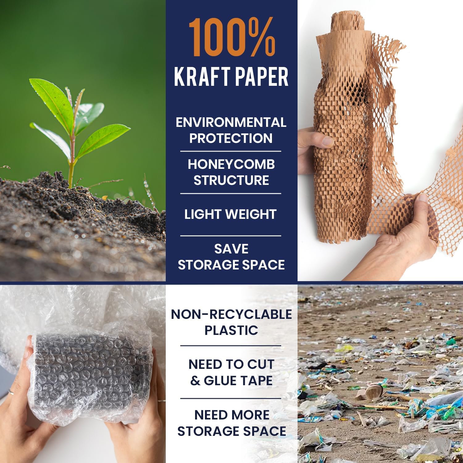 Honeycomb Packing Paper 12" x 35ft with Rope & 20 Fragile Stickers|Shipping & Moving Supplies|Small Business Packaging Supplies|Eco Friendly Bubble Wrap Packing Boxes for Moving Certified FSC C204227