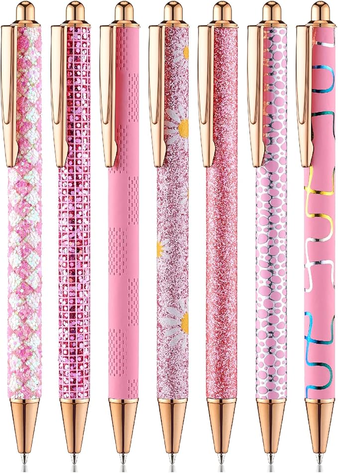 Mr. Pen- Fancy Pens for Women, Pink Paradise, 7 Black Ink Ballpoint Pens with 10 Refills, 1.0mm, Cute Pens for Journaling, Easter Gift