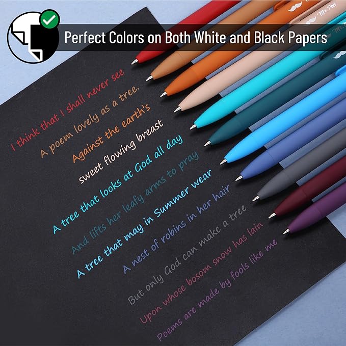 Mr. Pen- Retractable Gel Pens, 11 Pack, Unique Dark Vintage Ink Colors Gel Pens Fine Point 0.7mm, Vintage Pen, Retractable Pens, Gel Ink Pens, Aesthetic Pens for Journaling Fine Tip Pens