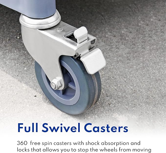 New Star Foodservice 54569 350-Pound Plastic 3-Tier Utility Bus Cart with Locking Casters, 42.5 "x19.5" x 38.5", Gray