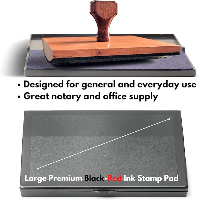 Ink Pad for Rubber Stamps, Stamp Pad for Clear Impression Stamping, Quality Felt Pad Black Ink, Red Ink, Blue Ink L (3.5 * 6.3) (Red & Black)