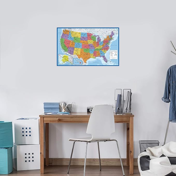 Laminated World Map & US Map Poster Set - 18" x 29" - Wall Chart Maps of the World & United States - Made in the USA - Updated for 2021 (LAMINATED, 18" x 29")