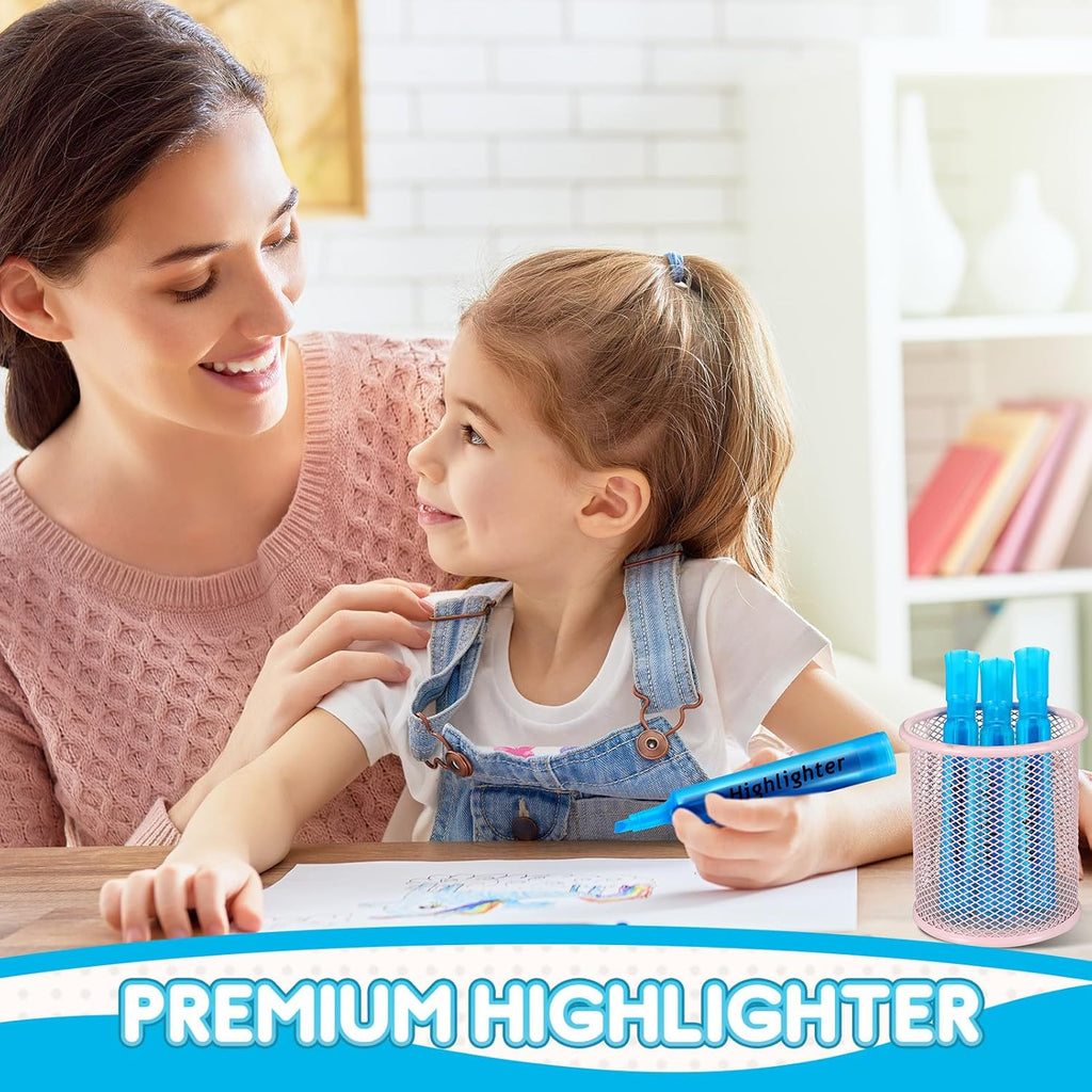 Qilery 30 Pack Highlighters Bulk, Tank Style Chisel Tip Highlighters Markers Quick Drying for Kids and Adult Coloring, Classroom Home Office School Supplies (Blue)