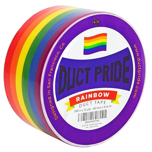Duct Pride - Rainbow Tape | 1.88 in x 10 yds a Roll | Vibrant Bright Colors | Easy to Tear by Hand | Arts & Crafts | DIY Projects | Gay Progress Stripe Flag LGBTQ+ Parade Gift Decorations