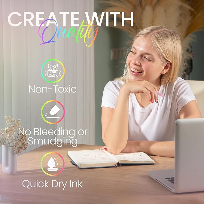 Loddie Doddie Macaron Color Pens for Journaling & Note Taking - 8 Pack 0.7 mm Medium Point Smooth Retractable Pens, No Bleed & Smudge - Pastel Colored