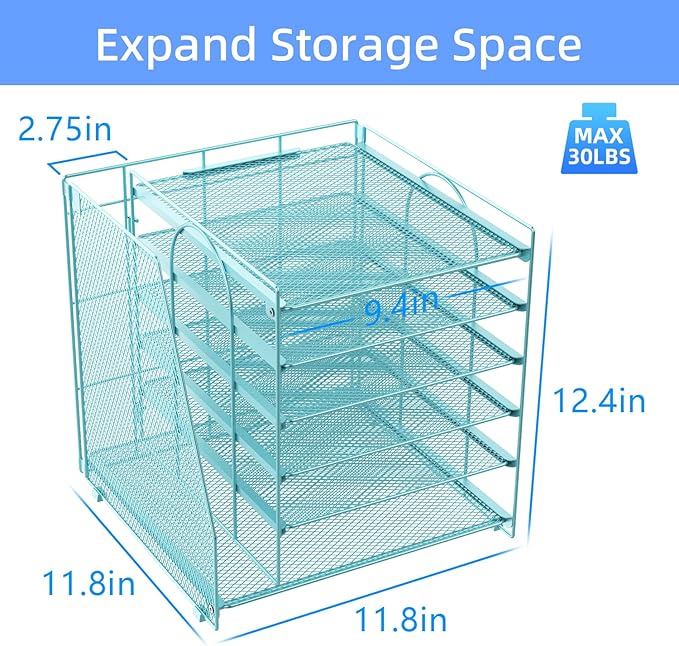 gianotter Desk Organizers and Accessories, 6-Tier Paper Organizer with Magazine rack, File Organizer for Desk, Office Desk Accessories & Workspace (Blue)