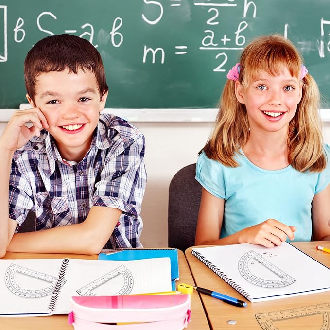 Zonon 100 Pieces Plastic Protractors Bulk Classroom Clear Math Protractors 180 Degrees 6 Inch Protractors for Geometry Student, Angle Measurement, Students Back to School Supplies Office Supplies