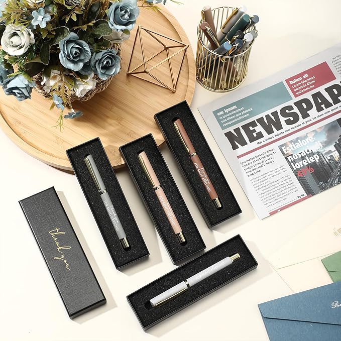 PerKoop 10 Set Thank You Gifts Inspirational Ballpoint Pens with Gift Boxes Bulk Appreciation Party Favors for Employee Coworker Staff Team Friends Office Supplies(Macaron,Awesome)