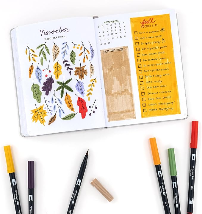 Tombow 56168 Dual Brush Pen Art Markers, Secondary, 10-Pack. Blendable, Brush and Fine Tip Markers