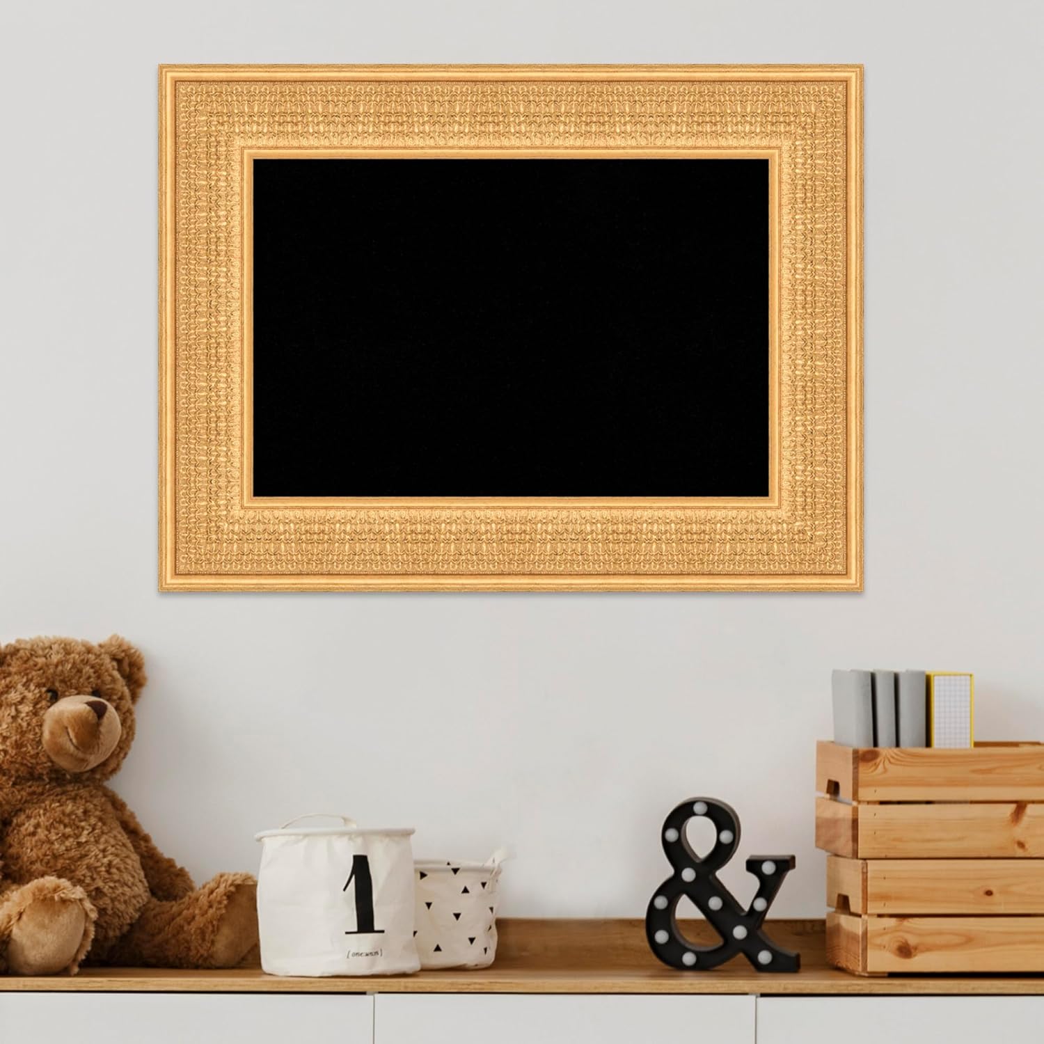 Amanti Art Black Cork Board for Wall, 18x24 Vision Board with Gold Wood Frame, Small Corkboard Office Decor for Home Organization, Traditional Corkboard Pinboard to Display Items for Home