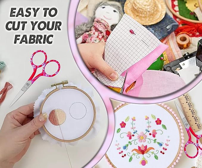 ARSUK Embroidery Scissors Sewing Sharp Shears Fabric Crafting Scissor for Threading Art Home Crafts, Office Work, Stainless Steel Vintage Stork Style Safety Needlework Cross-Stitch Tailor Scissors