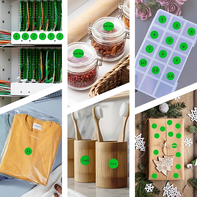 PARLAIM 0.75 inch Diameter Colored Dot Stickers 4 Rolls Pack 4000pcs Green Round Label Color Coding Marking Stickers Permanent Adhesive for Garage Sale
