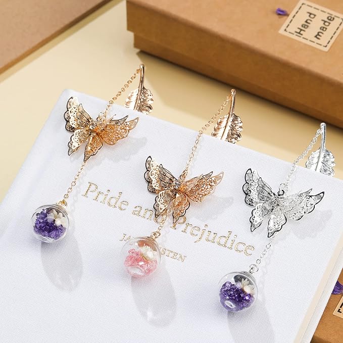 Metal Feather Butterfly Bookmark,Wedding Anniversary Retirement Birthday Gifts Teacher Christmas Gifts for Women Readers Girls Book Lovers,Thank You Teacher Appreciation Gifts Valentines Day Gifts