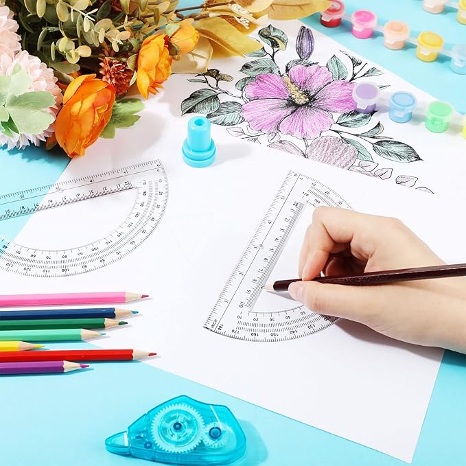 Zonon 24 Pieces Plastic Protractors Bulk Classroom Clear Math Protractors 180 Degrees 6 Inch Protractors for Geometry Student, Angle Measurement, Students Back to School Supplies Office Supplies