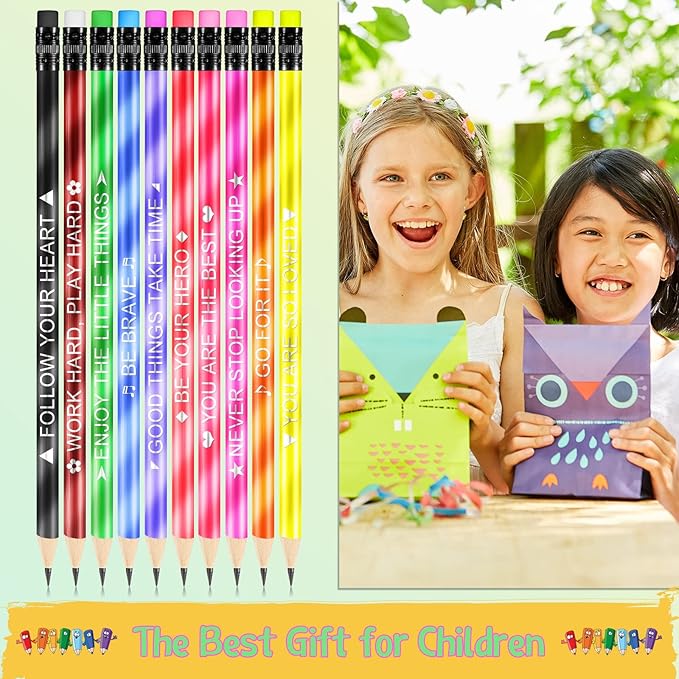 Eersida 40 Pcs Color Changing Mood Pencil with Motivational Sayings, 2B, Fun Assorted Thermochromic Pencils with Eraser(Classic Color,Motivational Style)