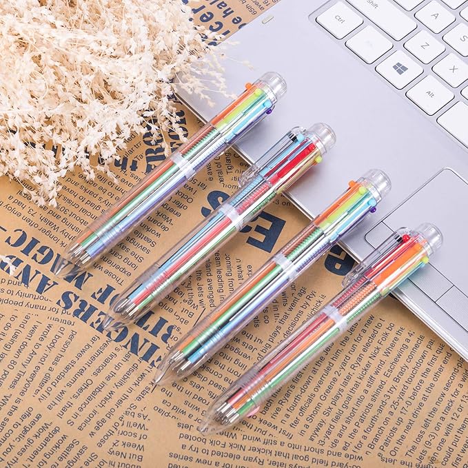favide 22 Pack 0.5mm 6-in-1 Multicolor Ballpoint Pen,6-Color Retractable Ballpoint Pens for Office School Supplies Students Children Gift,Kids Party Favors
