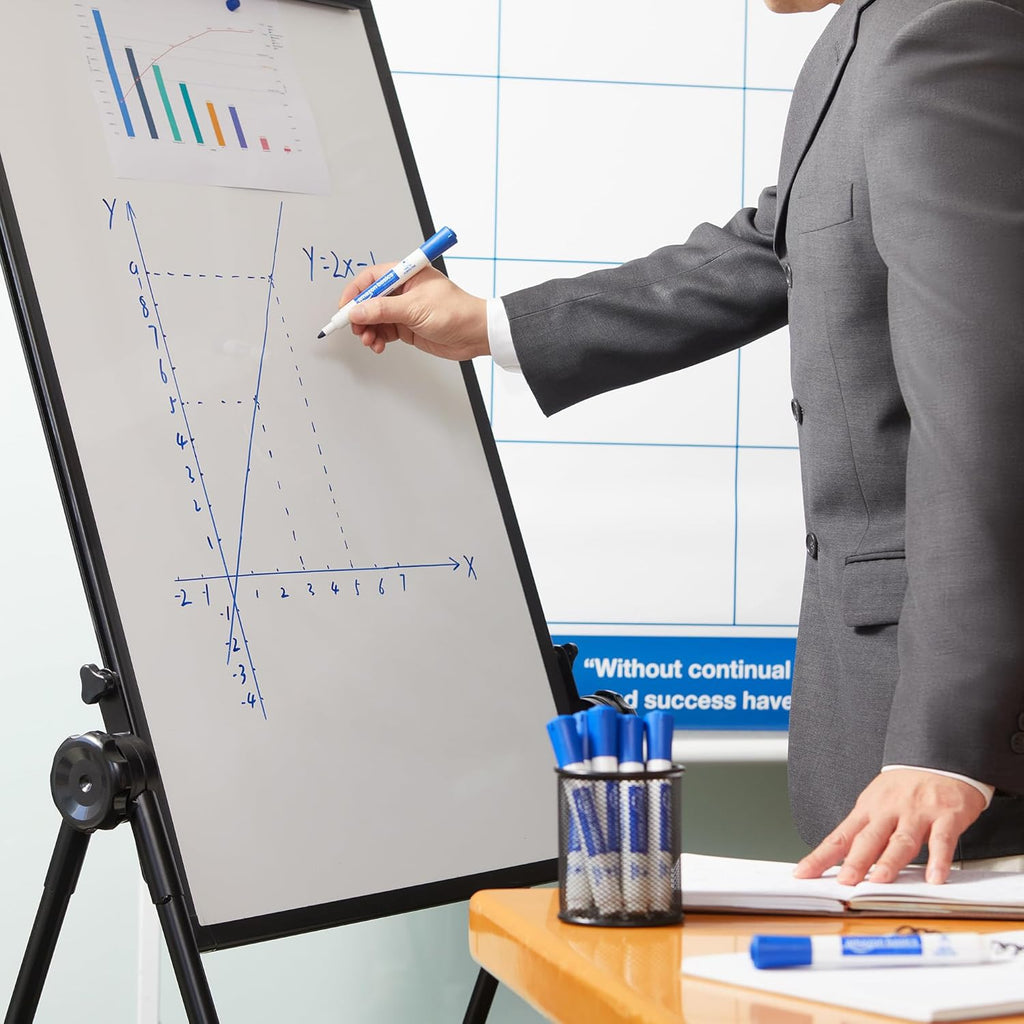 Amazon Basics Low-Odor Dry Erase Whiteboard Markers, Fine Tip, Blue, 36 Count