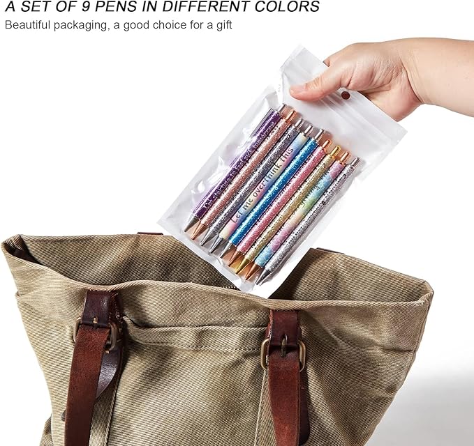 9PCS funny pens for adults,novelty sarcastic snarky office pens ballpoint,Swear Dirty Cuss Word black pens with sayings