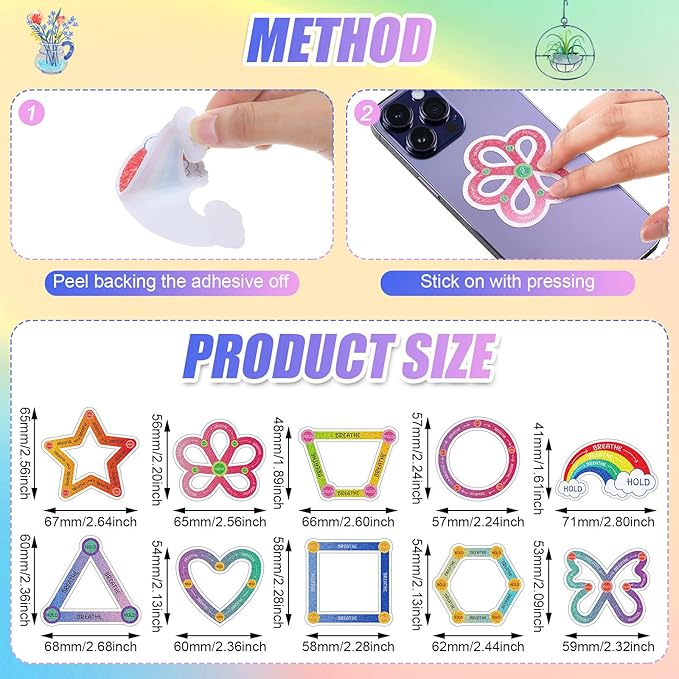 80 Pcs Anxiety Sensory Stickers with Inspirational Quotes Calm Textured Strips Relief Mental Health Stickers School Office Adhesive Sensory Tape Anti Stress Toys for Adults Teens (Shaped)