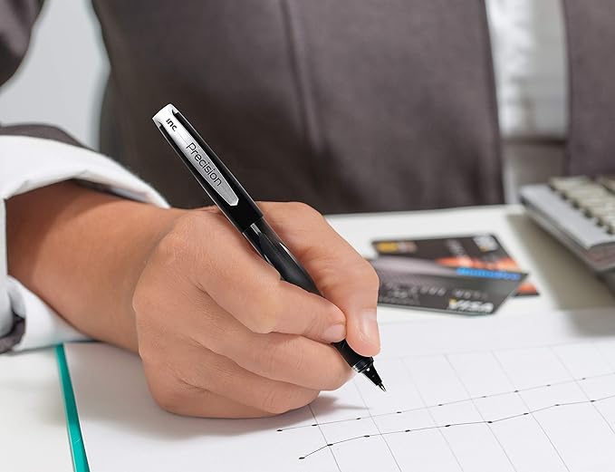 Inc. R2 Precision Rollerball Pens - 0.5 mm Ultra Fine-Point Pen Set With Comfort Grip for School, Office, Writing, and Journaling, 12 Pack, Black Ink