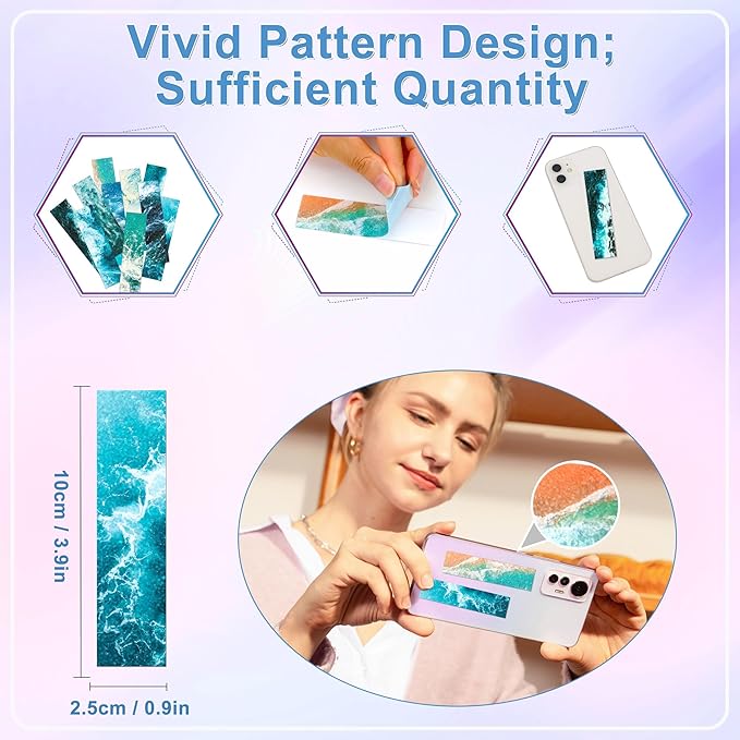 50PCS Calm Strips for Anxiety Sensory Stickers Calm Stickers for Relieve Adults Kids Teens Fidgets Stress Office&Classroom Supplies Anxiety Relief Items with Tactile Textured Surface Patterns(Sea)