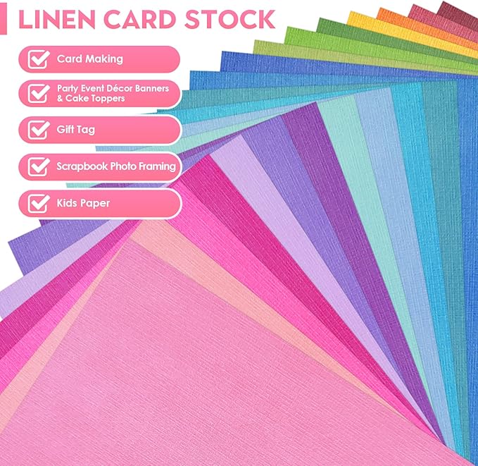 20 Sheets Rainbow Colorful Cardstock Textured Assorted Colored Paper 250 gsm Single-Sided Printed Thick Card Stock for Card Making, Scrapbooking