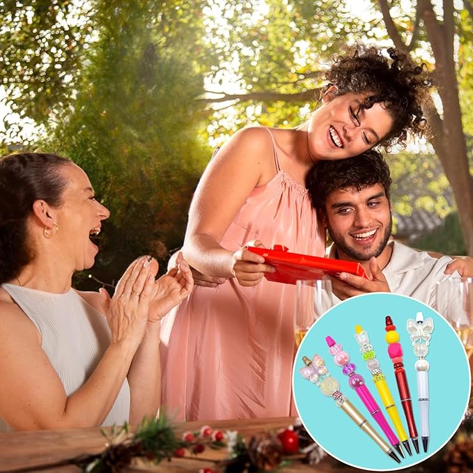 45 Pieces Beadable Pens - Beaded Pens Colourful Plastic Diy Black Ink Ballpoint Pens Bulk - Bead Pens Suitable For Teacher, Students, Office, School, Graduation Gift Supplies