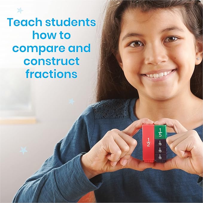 hand2mind Rainbow Fraction Tower Cubes, Fraction Equivalency, Math Blocks, Montessori Math Materials for Kids, Teacher Supplies for Math Classroom, Math Manipulatives 4th Grade (Set of 51)